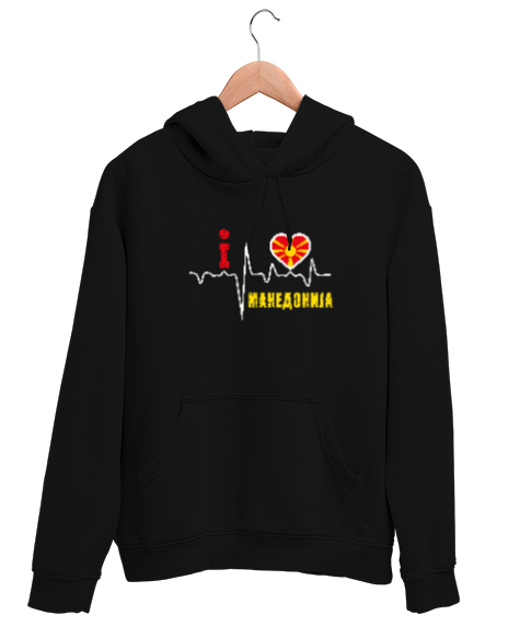 Tisho - Kuzey Makedonya,Makedonya,Makedonya Bayrağı,Makedonya logosu,Macedonia flag. Siyah Unisex Kapşonlu Sweatshirt