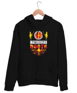 Kuzey Makedonya,Makedonya,Makedonya Bayrağı,Makedonya logosu,Macedonia flag. Siyah Unisex Kapşonlu Sweatshirt