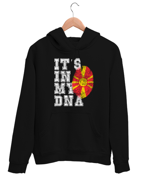 Tisho - Kuzey Makedonya,Makedonya,Makedonya Bayrağı,Makedonya logosu,Macedonia flag. Siyah Unisex Kapşonlu Sweatshirt