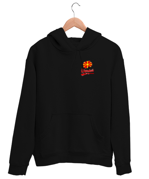 Tisho - Kuzey Makedonya,Makedonya,Makedonya Bayrağı,Makedonya logosu,Macedonia flag. Siyah Unisex Kapşonlu Sweatshirt