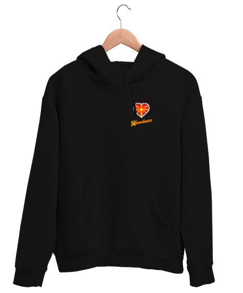 Tisho - Kuzey Makedonya,Makedonya,Makedonya Bayrağı,Makedonya logosu,Macedonia flag. Siyah Unisex Kapşonlu Sweatshirt