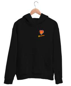 Kuzey Makedonya,Makedonya,Makedonya Bayrağı,Makedonya logosu,Macedonia flag. Siyah Unisex Kapşonlu Sweatshirt