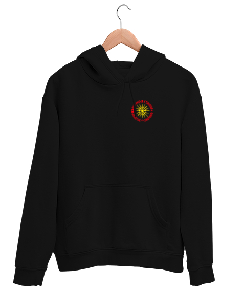 Tisho - Kuzey Makedonya,Makedonya,Makedonya Bayrağı,Makedonya logosu,Macedonia flag. Siyah Unisex Kapşonlu Sweatshirt