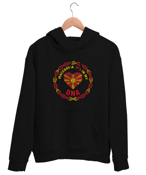 Tisho - Kuzey Makedonya,Makedonya,Makedonya Bayrağı,Makedonya logosu,Macedonia flag. Siyah Unisex Kapşonlu Sweatshirt