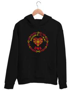 Kuzey Makedonya,Makedonya,Makedonya Bayrağı,Makedonya logosu,Macedonia flag. Siyah Unisex Kapşonlu Sweatshirt