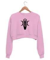 Kybele - Kibele Tanrıça Pembe Kadın Crop Sweatshirt - Thumbnail