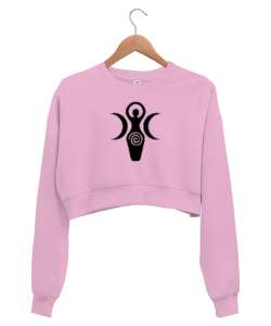 Kybele - Kibele Tanrıça Pembe Kadın Crop Sweatshirt