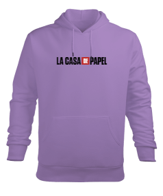 La Casa de Papel baskılı lila Erkek Kapüşonlu Hoodie Sweatshirt