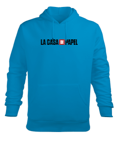 La Casa de Papel baskılı mavi Erkek Kapüşonlu Hoodie Sweatshirt