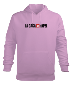 La Casa de Papel baskılı pembe Erkek Kapüşonlu Hoodie Sweatshirt