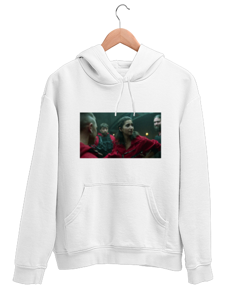 Tisho - La Casa De Papel Beyaz Unisex Kapşonlu Sweatshirt