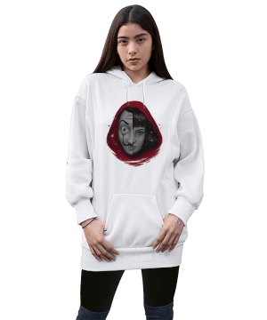 La Casa De Papel Kadın Uzun Hoodie Kapüşonlu Sweatshirt