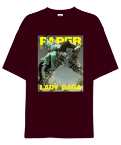 Lady Gaga -oversize tişört baskılı Oversize Unisex Tişört