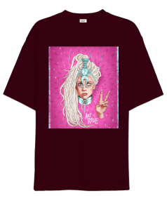 Lady Gaga -oversize tişört baskılı Oversize Unisex Tişört