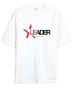 Leader - Lider - Önder Beyaz Oversize Unisex Tişört