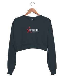 Leader - Lider - Önder Füme Kadın Crop Sweatshirt