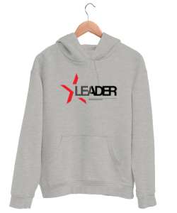 Leader - Lider - Önder Gri Unisex Kapşonlu Sweatshirt