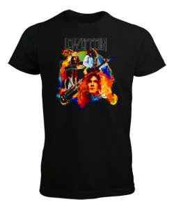 Led Zeppelin Retro Vector Siyah Erkek Tişört