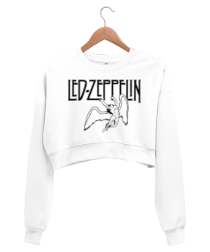 Led Zeppelin Rock Tasarım Baskılı Kadın Crop Sweatshirt