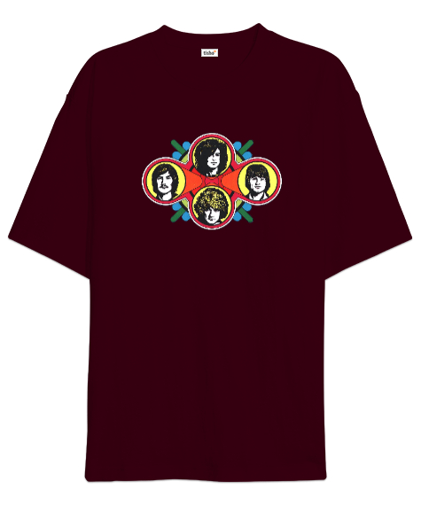 Led Zeppelin Rock V3 Bordo Oversize Unisex Tişört