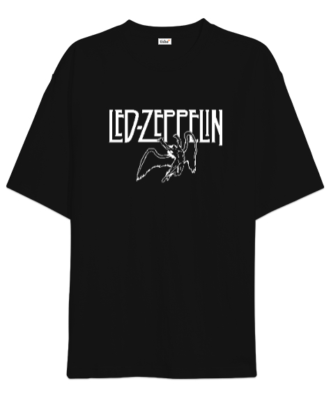 Tisho - Led Zeppelin Rock V4 Siyah Oversize Unisex Tişört