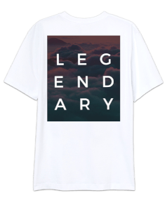 Legendary Yazılı Beyaz Oversize Unisex Tişört