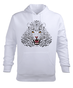 Leopar Baskılı Erkek Kapüşonlu Hoodie Sweatshirt