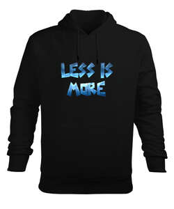 LESS IS MORE Siyah Erkek Kapüşonlu Hoodie Sweatshirt