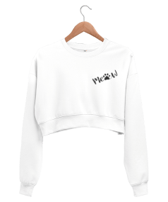 Less People More Cats Kadın Crop Sweatshirt - Thumbnail