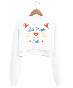 Less People More Cats Kadın Crop Sweatshirt