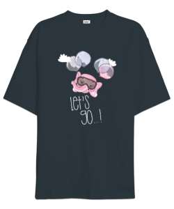 Lets Go - Uçan Fil Füme Oversize Unisex Tişört