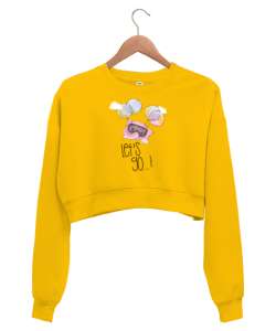 Lets Go - Uçan Fil Sarı Kadın Crop Sweatshirt