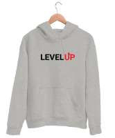 Level Up - Seviye Atla - Slogan Gri Unisex Kapşonlu Sweatshirt - Thumbnail