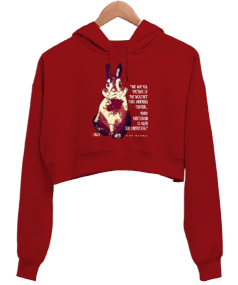 Liberation Red Kadın Crop Hoodie Kapüşonlu Sweatshirt