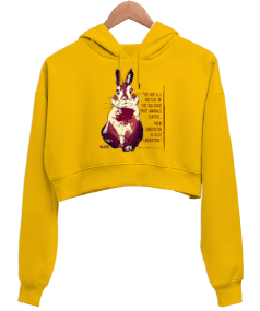 Liberation Yellow Kadın Crop Hoodie Kapüşonlu Sweatshirt