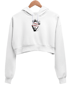 Lie Bomb Kadın Crop Hoodie Kapüşonlu Sweatshirt