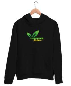 Lıebender Nature Baskılı Siyah Unisex Kapşonlu Sweatshirt