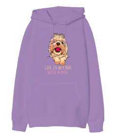 Life is Better with a Dog Oversize Unisex Kapüşonlu Sweatshirt