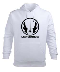 Lightsaber Beyaz Erkek Kapüşonlu Hoodie Sweatshirt