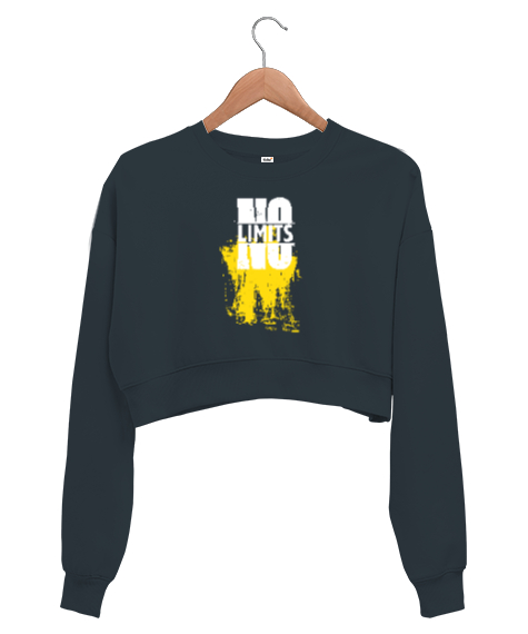 Tisho - Limit Yok - No Limits Füme Kadın Crop Sweatshirt