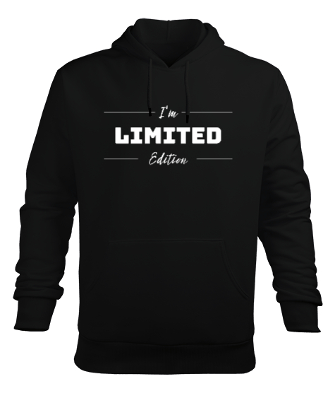 Limited Edition - Sınırlı Sayıda Üretildim Siyah Erkek Kapüşonlu Hoodie Sweatshirt