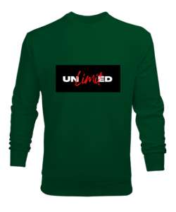 LİMİTSİZ UNLİMİTED BASKILI Çimen Yeşili Erkek Sweatshirt