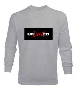 LİMİTSİZ UNLİMİTED BASKILI Gri Erkek Sweatshirt