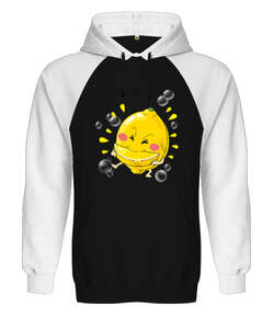 Limon Siyah/Beyaz Orjinal Reglan Hoodie Unisex Sweatshirt