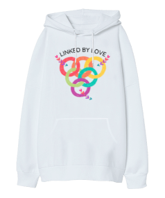 Linked By Love Oversize Unisex Kapüşonlu Sweatshirt