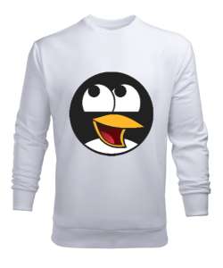 Linux Beyaz Erkek Sweatshirt