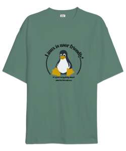 Linux Users Çağla Yeşili Oversize Unisex Tişört