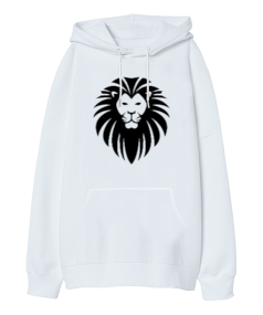 Lion Oversize Unisex Kapüşonlu Sweatshirt