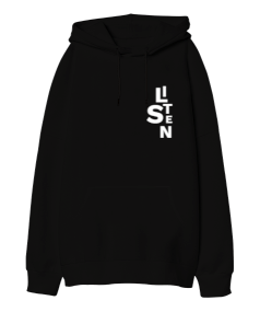 LISTEN Oversize Unisex Kapüşonlu Sweatshirt