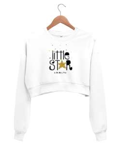 Little Star - Küçük Yıldız Beyaz Kadın Crop Sweatshirt